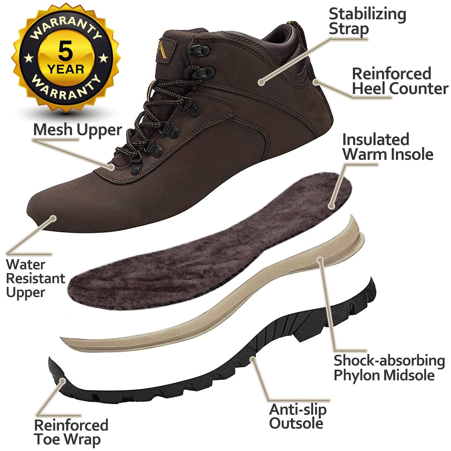 CC-Los Winter Snow Boots for Men Water Resistant