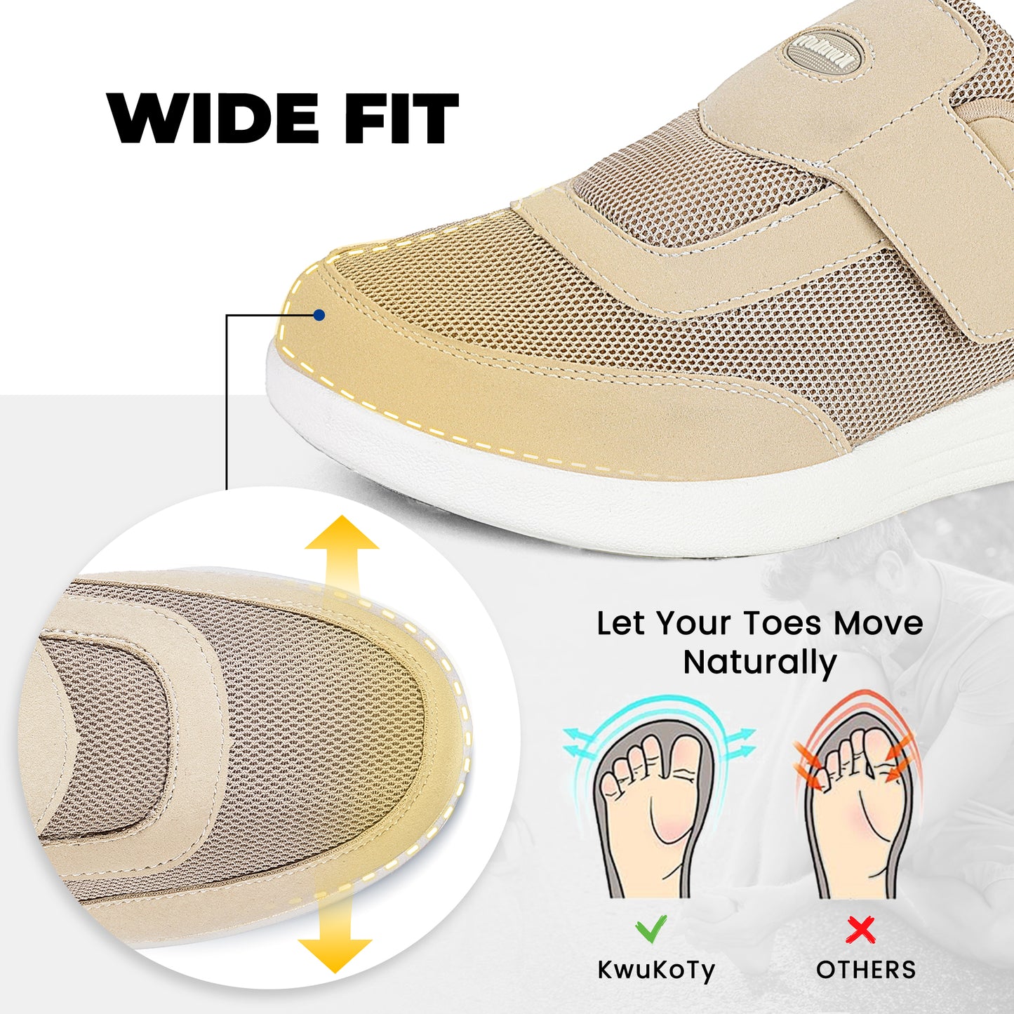 KWUKOTY Women's Wide-Fit Air-Cushioned Walking Shoes | Comfortable support, reduces foot discomfort, relieves ball-of-foot pain | Relax Series | Sizes 6.5–11.5