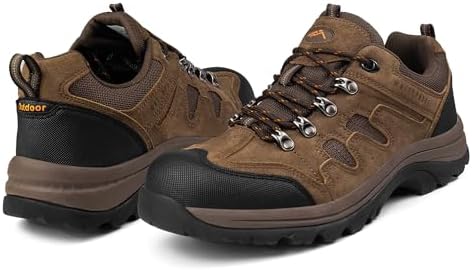 CC-Los Men's Waterproof Hiking Shoes - Suede Leather Lightweight Breathable Outdoor Trekking
