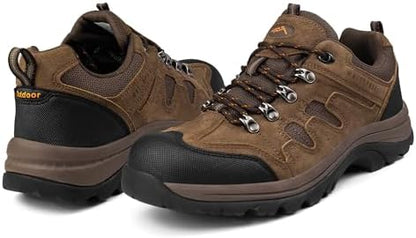 CC-Los Men's Waterproof Hiking Shoes - Suede Leather Lightweight Breathable Outdoor Trekking