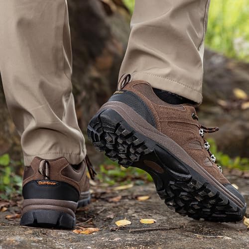 CC-Los Men's Waterproof Hiking Shoes - Suede Leather Lightweight Breathable Outdoor Trekking