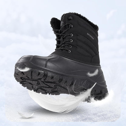 CC-Los Men's Waterproof Mid-Calf Winter Snow Boots with Faux Fur Trim