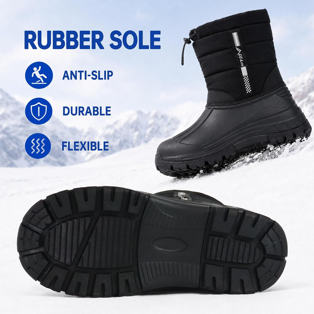 CC-Los Kids Waterproof Winter Snow Boots Drawstring