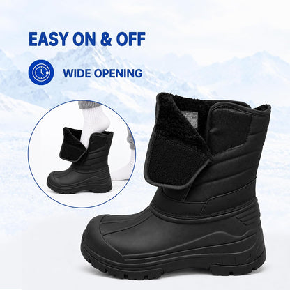 CC-Los Kids Waterproof Winter Snow Boots Hook and Loop Straps