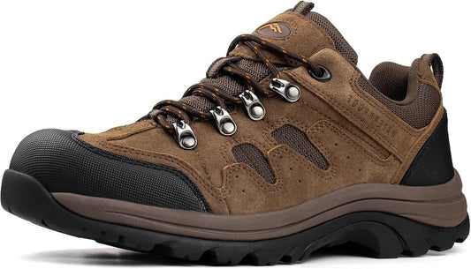 CC-Los Men's Waterproof Hiking Shoes - Suede Leather Lightweight Breathable Outdoor Trekking