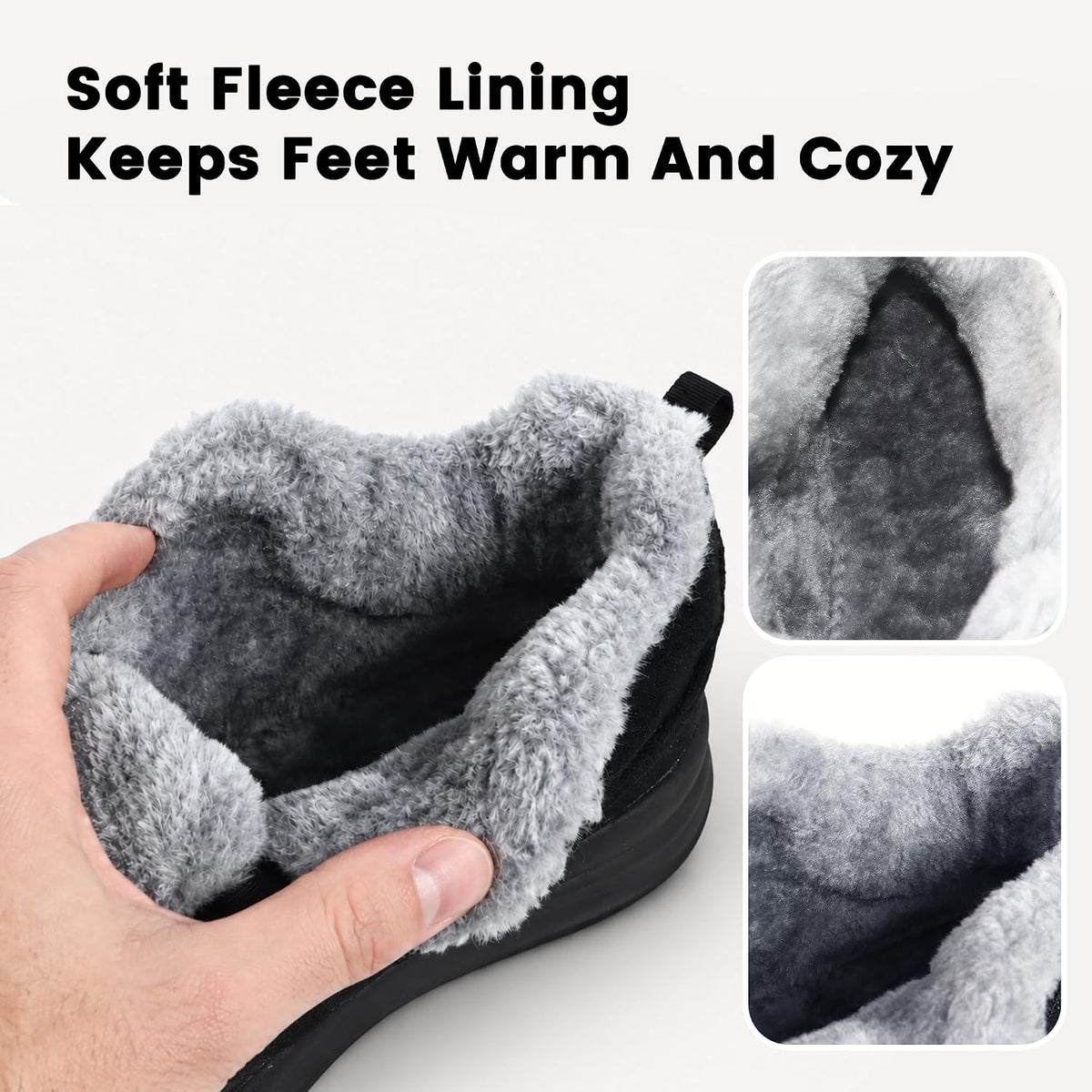 KWUKOTY Men's Wide Winter Snow Shoes with Faux Fur Collar