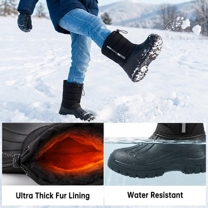 CC-Los Kids Waterproof Winter Snow Boots Drawstring