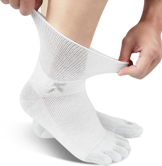 KWUKOTY Combed Cotton Diabetic Toe Socks, Non-Binding, Seamless White Men's 8-11 Women's 9-12