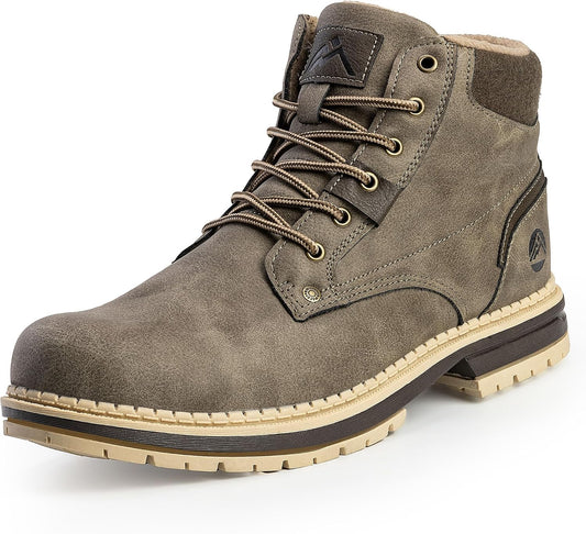 CC-Los Men's Winter Snow Boots with Sherpa Fleece Lining Waterproof Slip-Resistant Insulated